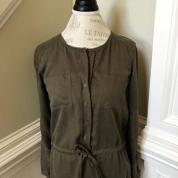 Michael Stars Shirt Dress XS Green Long Sleeve - Picture 4 of 13